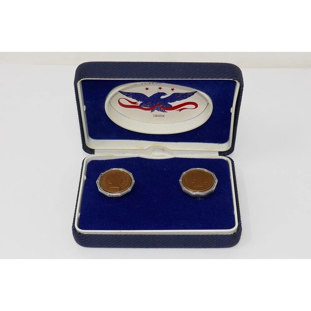 Swank 1905 1906 Indian Head Penny Coin Cufflinks